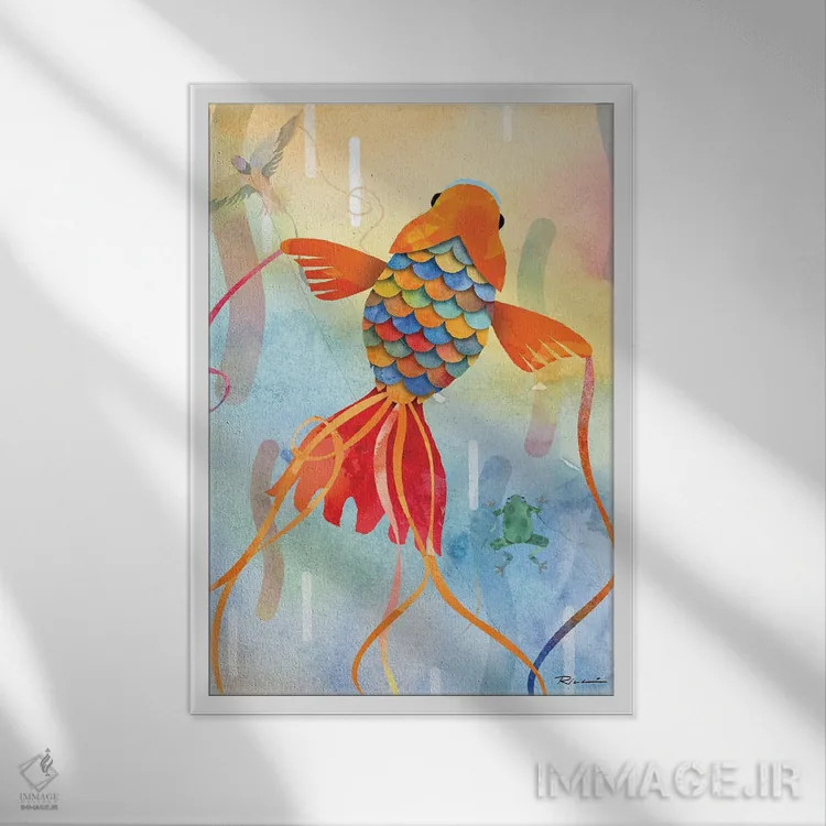 تابلو دکوراتیو ماهی قرمز اثر ریچ لو - نمای قابدار سفید