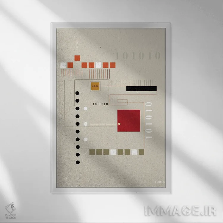 تابلو دکوراتیو ماشین حساب اثر ریچ لو - نمای قابدار سفید