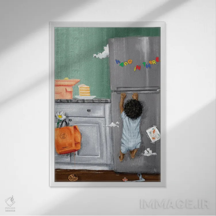 تابلو دکوراتیو هله هوله اثر رول آپ اند پینت - نمای قابدار سفید