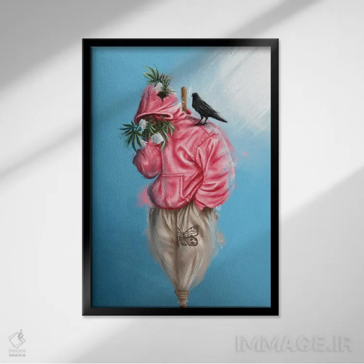 تابلو دکوراتیو مترسک اصلی اثر رول آپ اند پینت - نمای قابدار مشکی