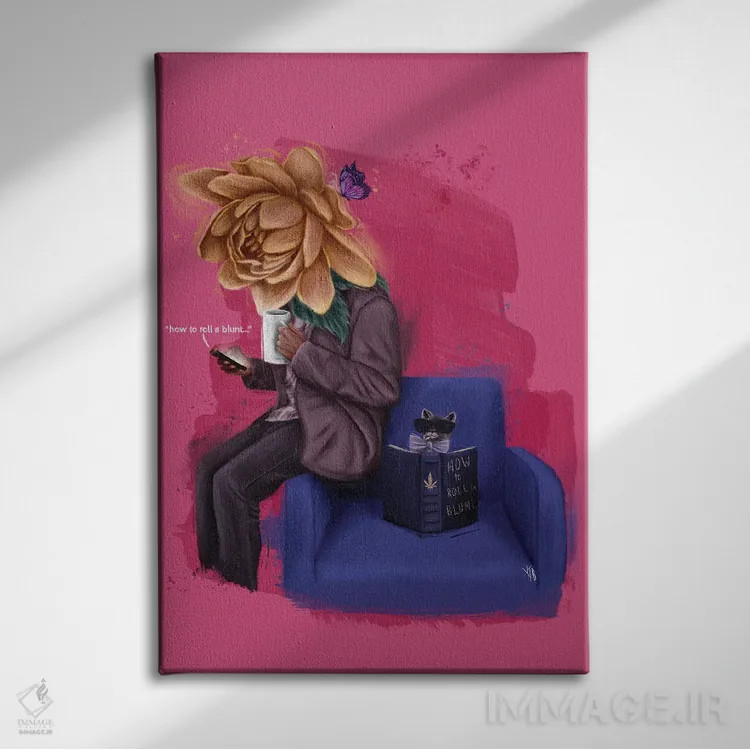 تابلو دکوراتیو چگونه پیچیدن اثر رول آپ اند پینت - نمای روبهرو روی دیوار