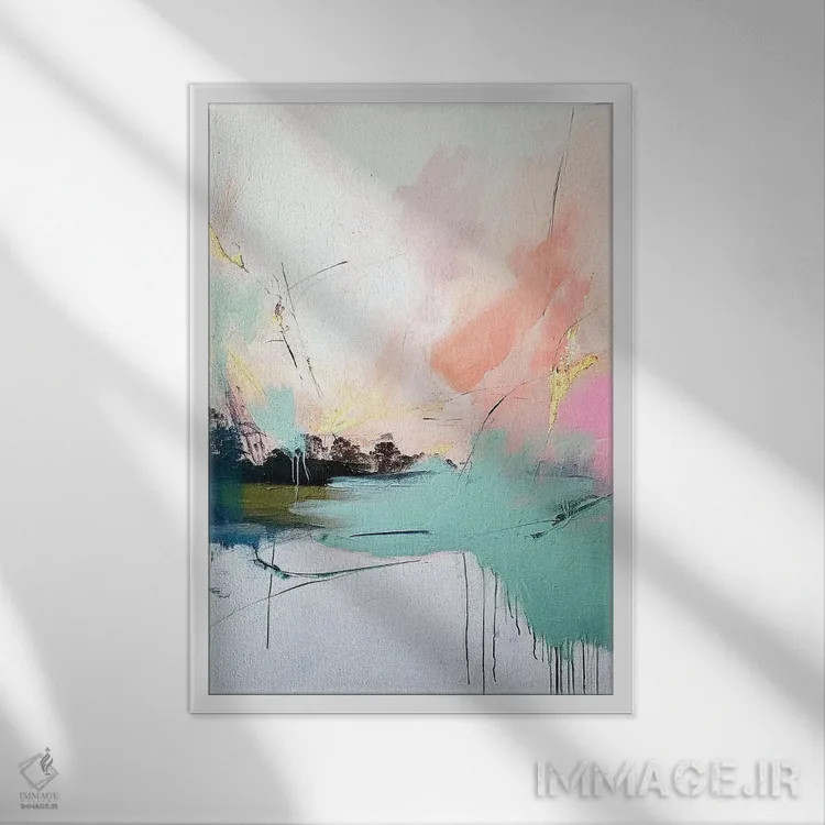 تابلو انتزاعی طلوع抽象 شماره نهم اثر ریلیب - نمای قابدار سفید