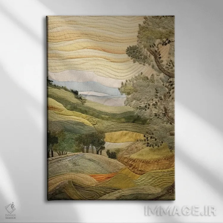 تابلو دکوراتیو پته دوزی توسکانی پنجم اثر ریلیب - نمای روبهرو روی دیوار
