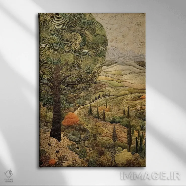 تابلو دکوراتیو پته دوزی توسکانی هشتم اثر ریلیب - نمای روبهرو روی دیوار