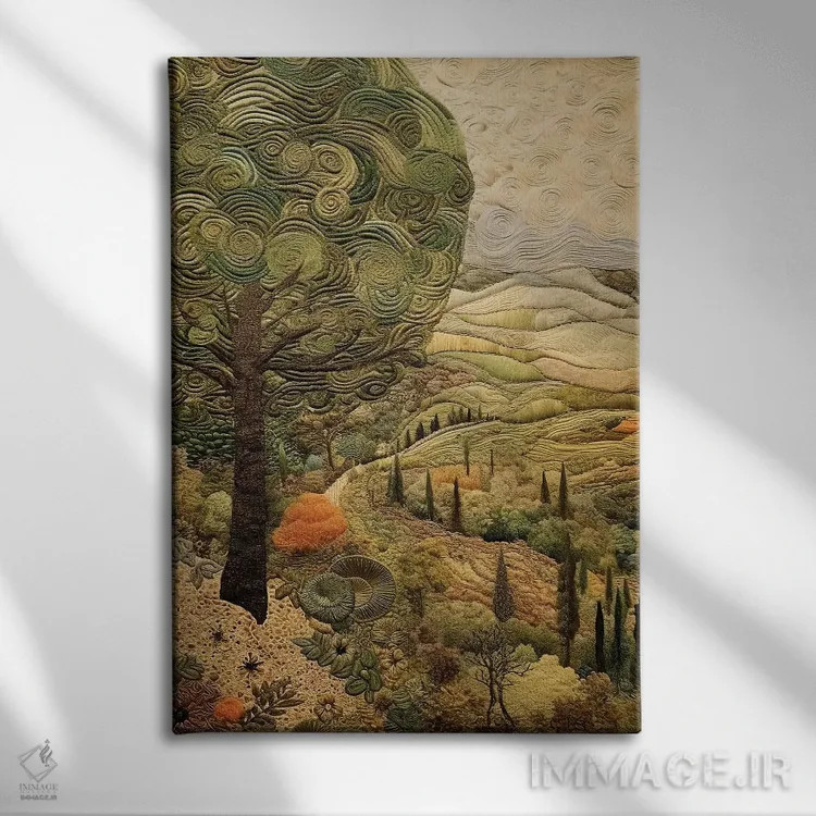 تابلو دکوراتیو پته دوزی توسکانی هشتم اثر ریلیب - نمای روبهرو روی دیوار