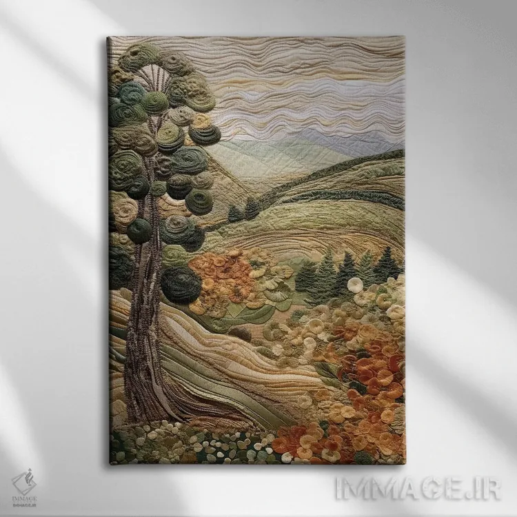 تابلو دکوراتیو پته دوزی توسکانی چهارم اثر ریلیب - نمای روبهرو روی دیوار