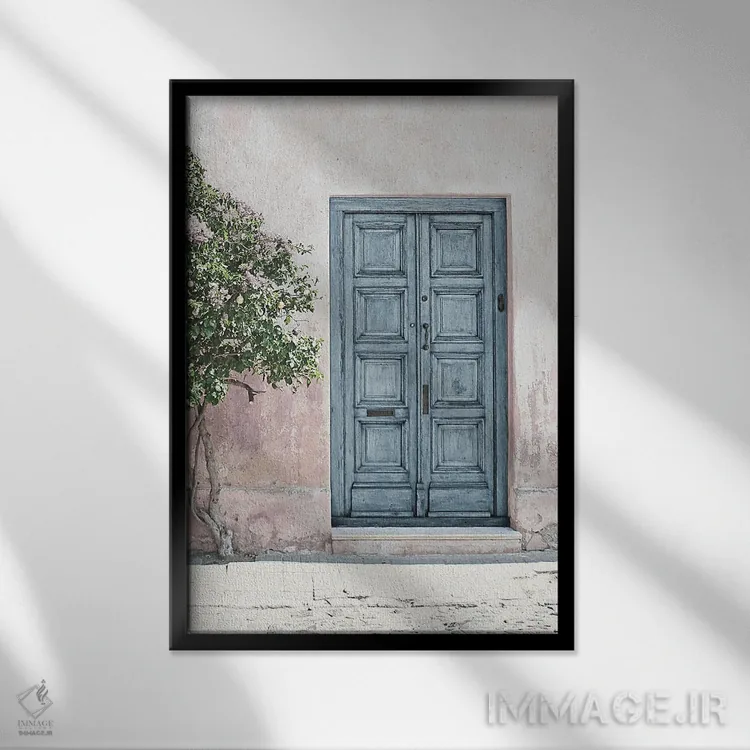 تابلو دکوراتیو در آبی غبارآلود شماره چهار اثر ریلیب - نمای قابدار مشکی