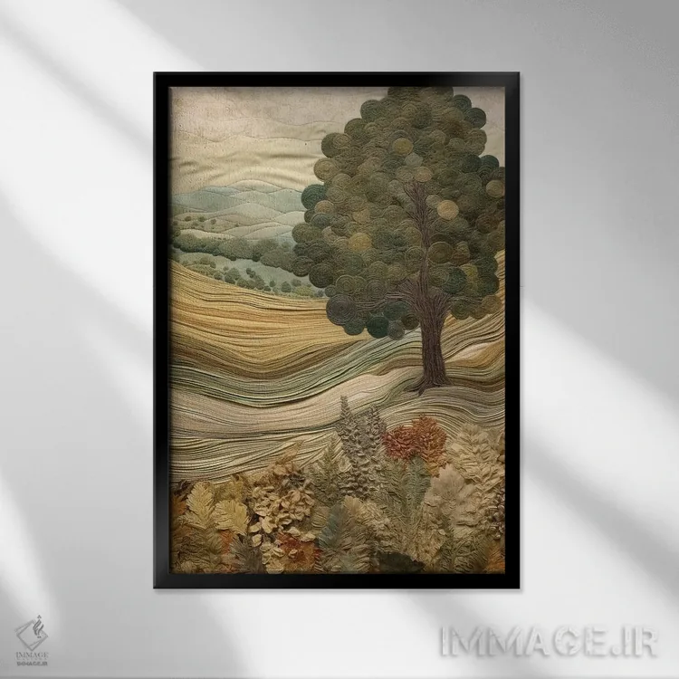 تابلو دکوراتیو پته دوزی توسکانی هفتم اثر ریلیب - نمای قابدار مشکی