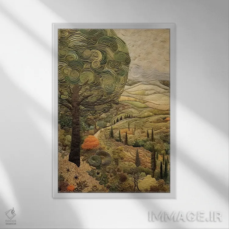 تابلو دکوراتیو پته دوزی توسکانی هشتم اثر ریلیب - نمای قابدار سفید
