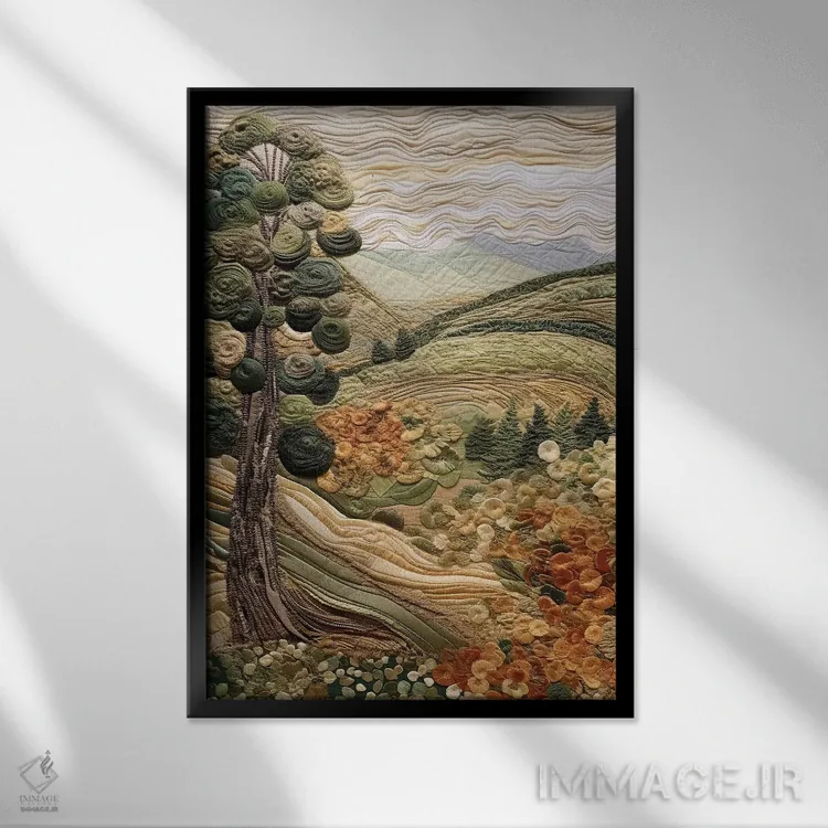 تابلو دکوراتیو پته دوزی توسکانی چهارم اثر ریلیب - نمای قابدار مشکی