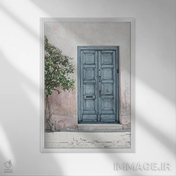 تابلو دکوراتیو در آبی غبارآلود شماره چهار اثر ریلیب - نمای قابدار سفید