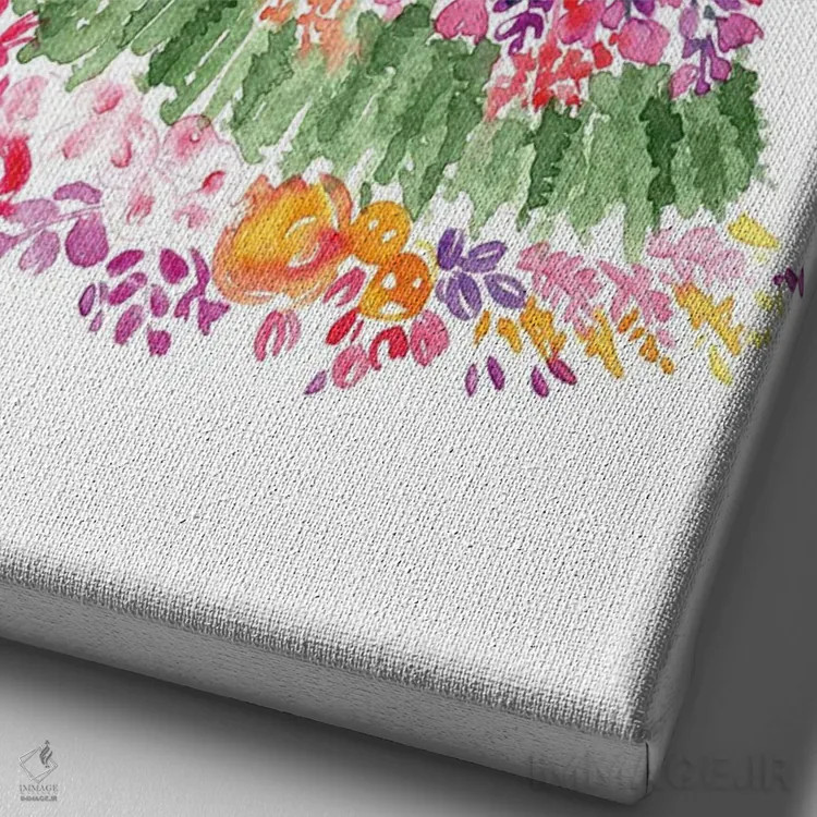 تابلو دکوراتیو درخت کریسمس گل دار اثر بلرز بای ای آی - نمای نزدیک بافت بوم