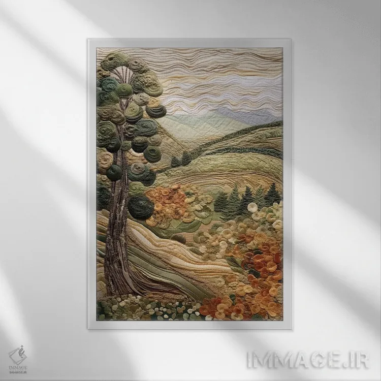 تابلو دکوراتیو پته دوزی توسکانی چهارم اثر ریلیب - نمای قابدار سفید