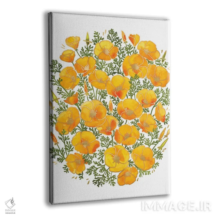تابلو دکوراتیو دسته گل شقایق کالیفرنیا آبرنگی اثر بلرز بای ای آی - نمای پرسپکتیو محصول