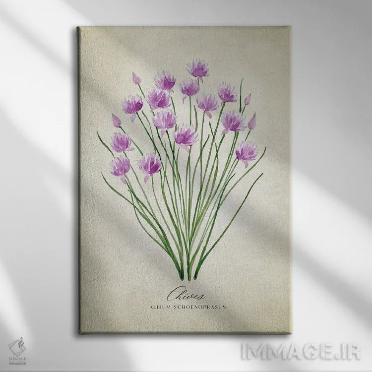 تابلو دکوراتیو تصویرسازی آبرنگی قدیمی پیازچه اثر بلرز بای ای آی - نمای روبهرو روی دیوار