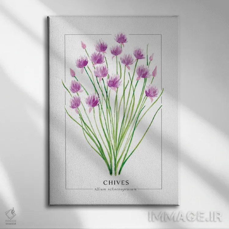 تابلو دکوراتیو تصویرسازی آبرنگی پیازچه اثر بلرز بای ای آی - نمای روبهرو روی دیوار