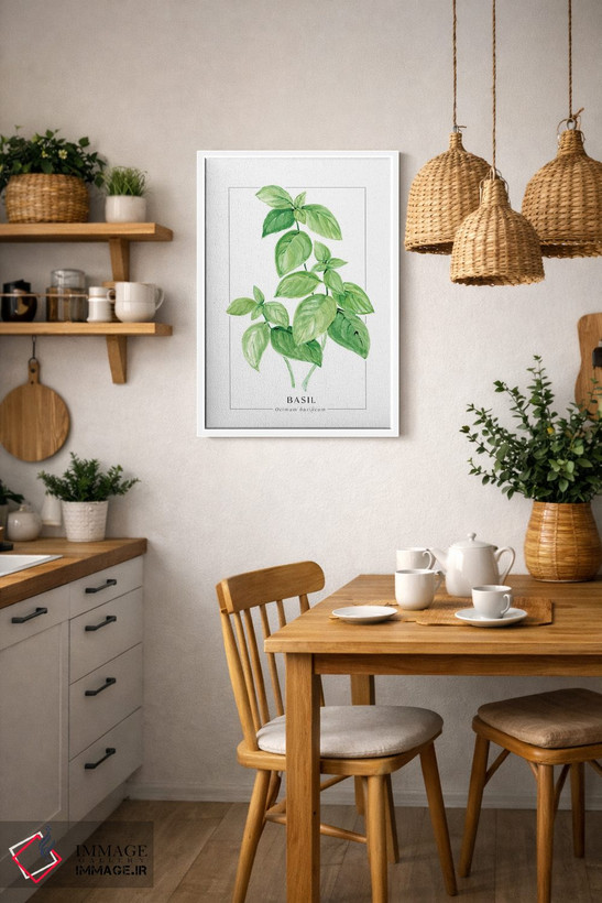 تابلو دکوراتیو تصویرسازی آبرنگی ریحان اثر بلرز بای ای آی - D2W