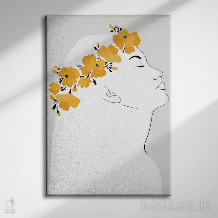 تابلو مینیمال پرتره ارلی با گل شقایق کالیفرنیا اثر بلرز بای ای آی - نمای روبهرو روی دیوار