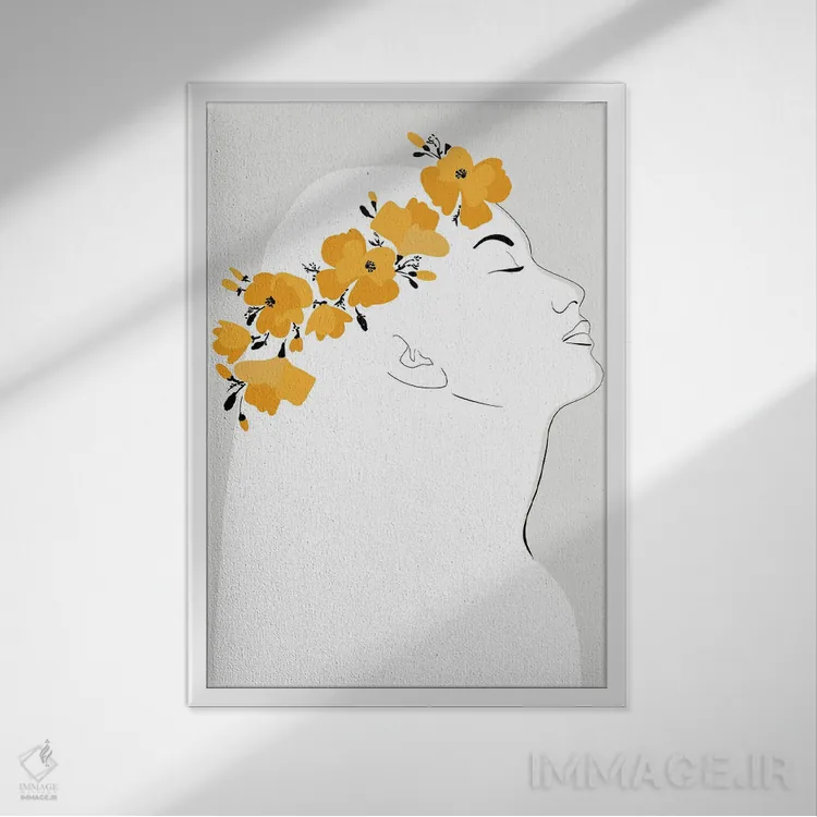 تابلو مینیمال پرتره ارلی با گل شقایق کالیفرنیا اثر بلرز بای ای آی - نمای قابدار سفید