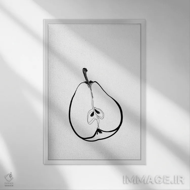 تابلو مینیمال طرح خطی نیمه گلابی اثر بلرز بای ای آی - نمای قابدار سفید