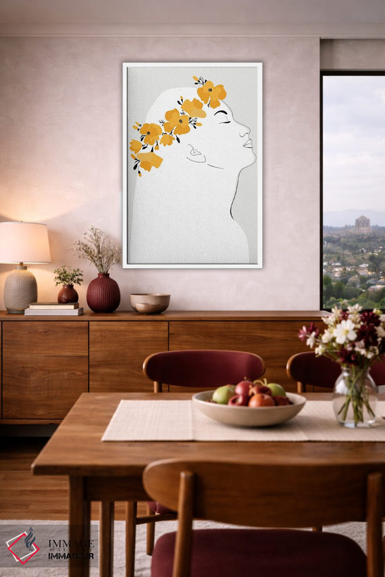 تابلو مینیمال پرتره ارلی با گل شقایق کالیفرنیا اثر بلرز بای ای آی - D4W
