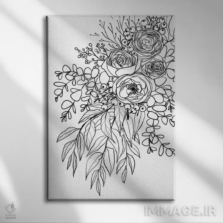 تابلو دکوراتیو دسته گل ری اثر بلرز بای ای آی - نمای روبهرو روی دیوار