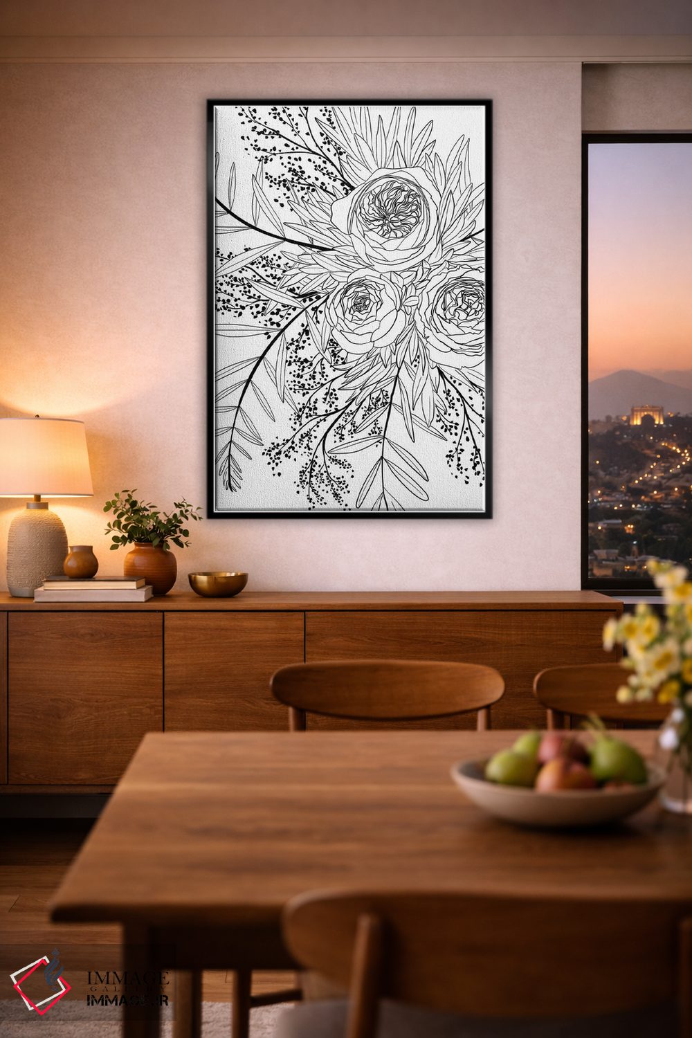 تابلو دکوراتیو دسته گل هارویو اثر بلرز بای ای آی - D4B