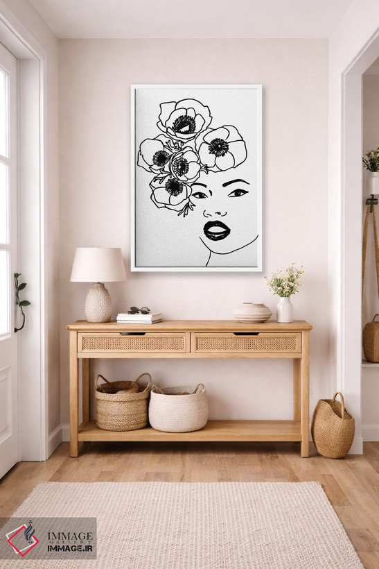تابلو مینیمال طرح خطی پرتره شقایق دریایی اثر بلرز بای ای آی - D5W