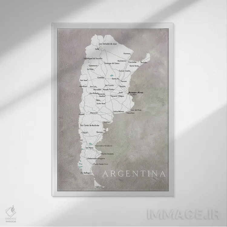 تابلو دکوراتیو نقشه آرژانتین اثر بلرز بای ای آی - نمای قابدار سفید