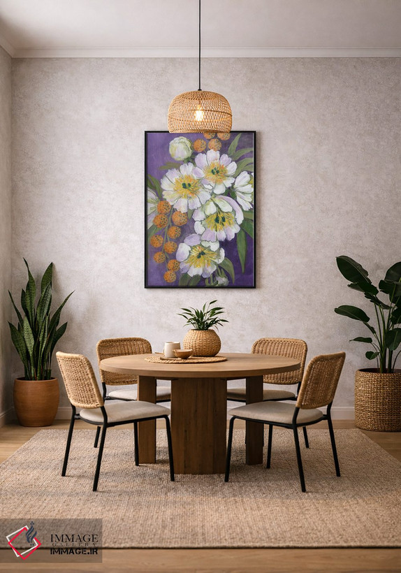 تابلو دکوراتیو دسته گل نقاشی وار چوی اثر بلرز بای ای آی - D4B