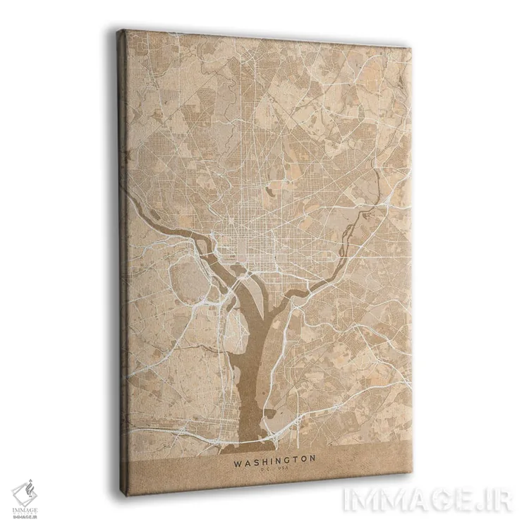 تابلو دکوراتیو نقشه واشنگتن دی سی به سبک سپیا وینتیج اثر بلرز بای ای آی - نمای پرسپکتیو محصول