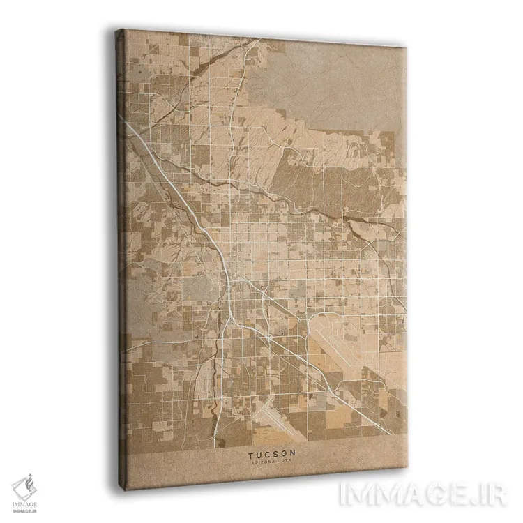 تابلو دکوراتیو USA) In Sepia Vintage Style,نقشه توسان به سبک سپیا وینتی… اثر بلرز بای ای آی - نمای پرسپکتیو محصول