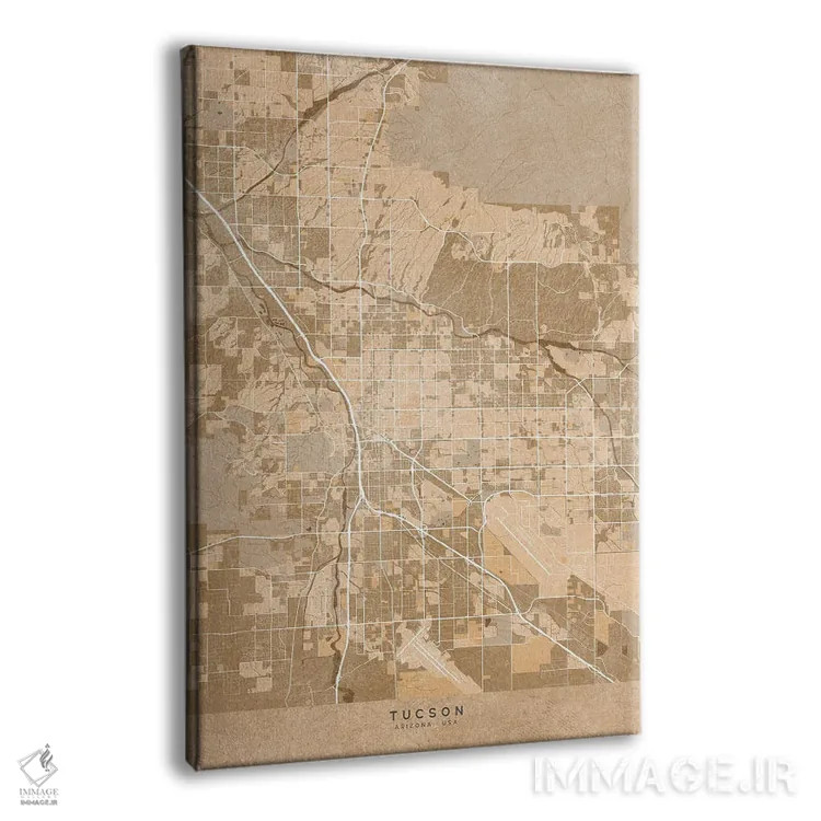 تابلو دکوراتیو USA) In Sepia Vintage Style,نقشه توسان به سبک سپیا وینتی… اثر بلرز بای ای آی - نمای پرسپکتیو محصول
