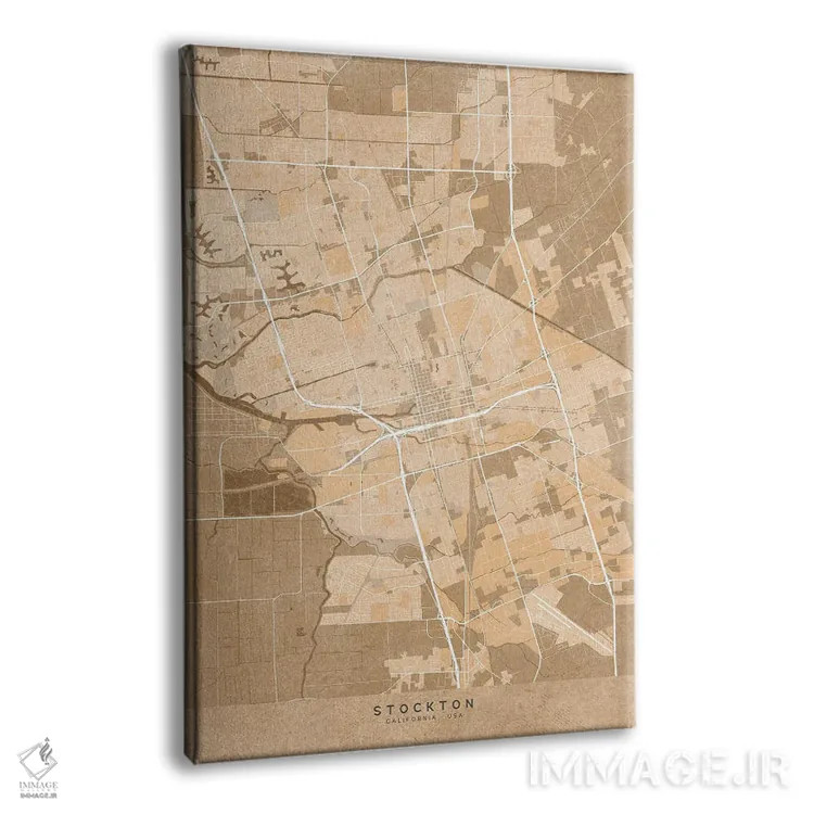 تابلو دکوراتیو USA) In Sepia Vintage Style,نقشه استاکتون به سبک سپیا وی… اثر بلرز بای ای آی - نمای پرسپکتیو محصول