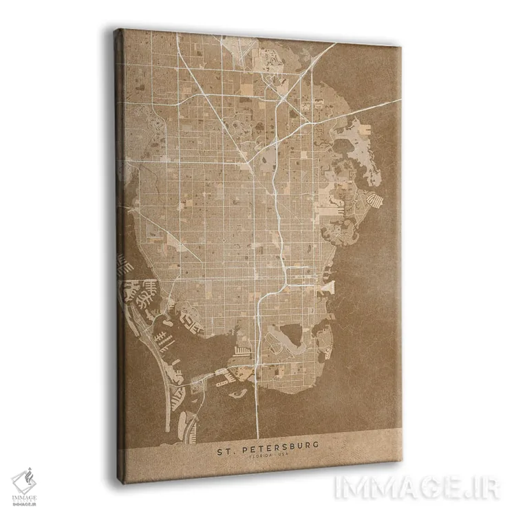 تابلو دکوراتیو USA) In Sepia Vintage Style,نقشه سنت پترزبورگ به سبک سپی… اثر بلرز بای ای آی - نمای پرسپکتیو محصول