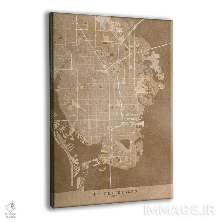 تابلو دکوراتیو USA) In Sepia Vintage Style,نقشه سنت پترزبورگ به سبک سپی… اثر بلرز بای ای آی - نمای پرسپکتیو محصول