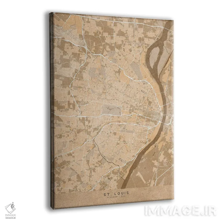 تابلو دکوراتیو Louis In Sepia Vintage Style,نقشه سنت لوئیس به سبک سپیا… اثر بلرز بای ای آی - نمای پرسپکتیو محصول