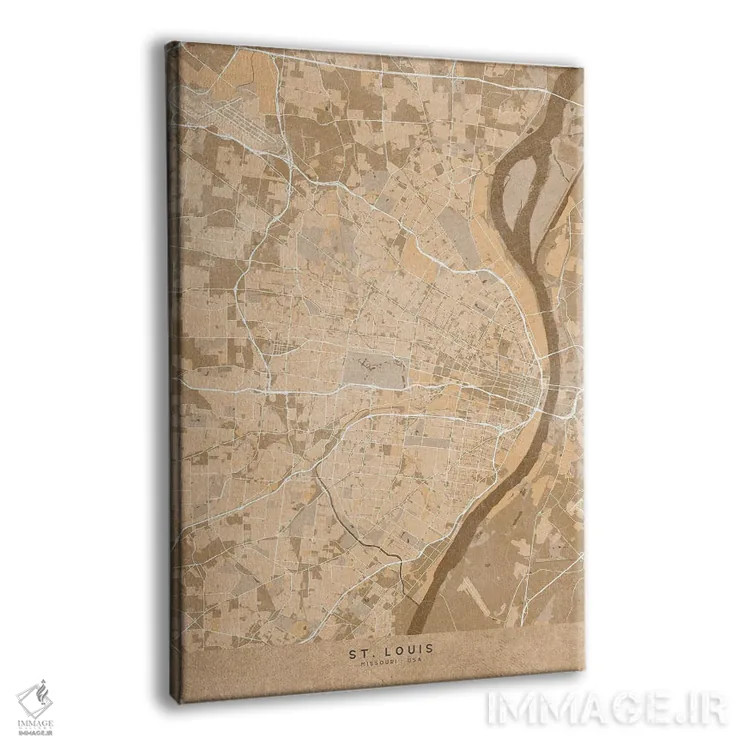 تابلو دکوراتیو Louis In Sepia Vintage Style,نقشه سنت لوئیس به سبک سپیا… اثر بلرز بای ای آی - نمای پرسپکتیو محصول