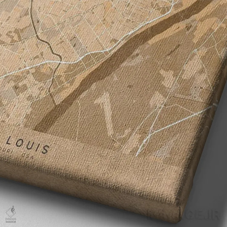 تابلو دکوراتیو Louis In Sepia Vintage Style,نقشه سنت لوئیس به سبک سپیا… اثر بلرز بای ای آی - نمای نزدیک بافت بوم