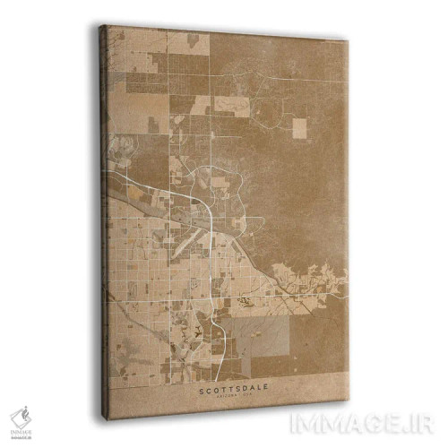 تابلو دکوراتیو USA) In Sepia Vintage Style,نقشه اسکاتسدیل به سبک سپیا و… اثر بلرز بای ای آی - نمای پرسپکتیو محصول