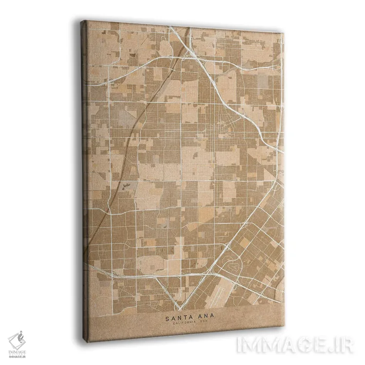 تابلو دکوراتیو USA) In Sepia Vintage Style,نقشه سانتا آنا به سبک سپیا و… اثر بلرز بای ای آی - نمای پرسپکتیو محصول
