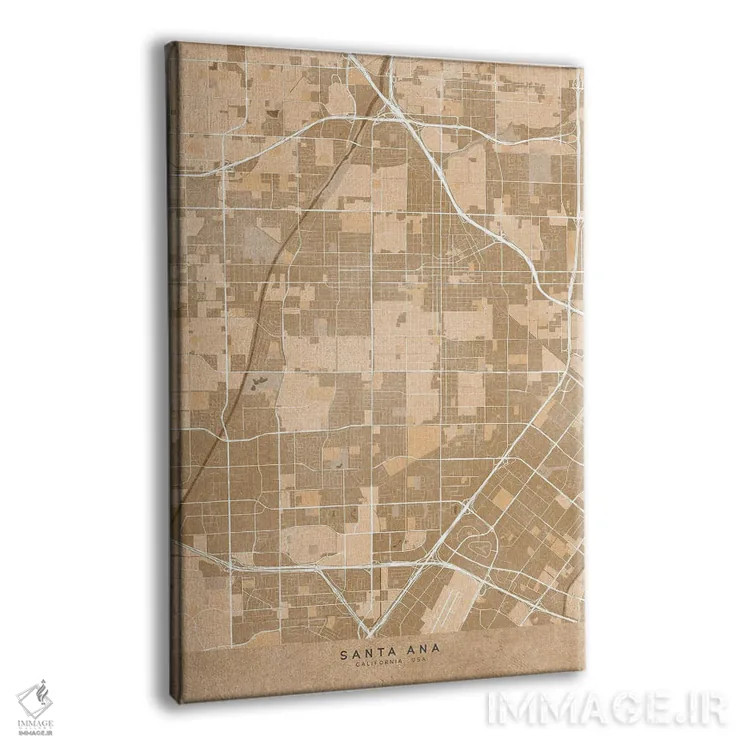تابلو دکوراتیو USA) In Sepia Vintage Style,نقشه سانتا آنا به سبک سپیا و… اثر بلرز بای ای آی - نمای پرسپکتیو محصول
