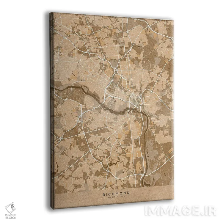 تابلو دکوراتیو USA) In Sepia Vintage Style,نقشه ریچموند به سبک سپیا وین… اثر بلرز بای ای آی - نمای پرسپکتیو محصول