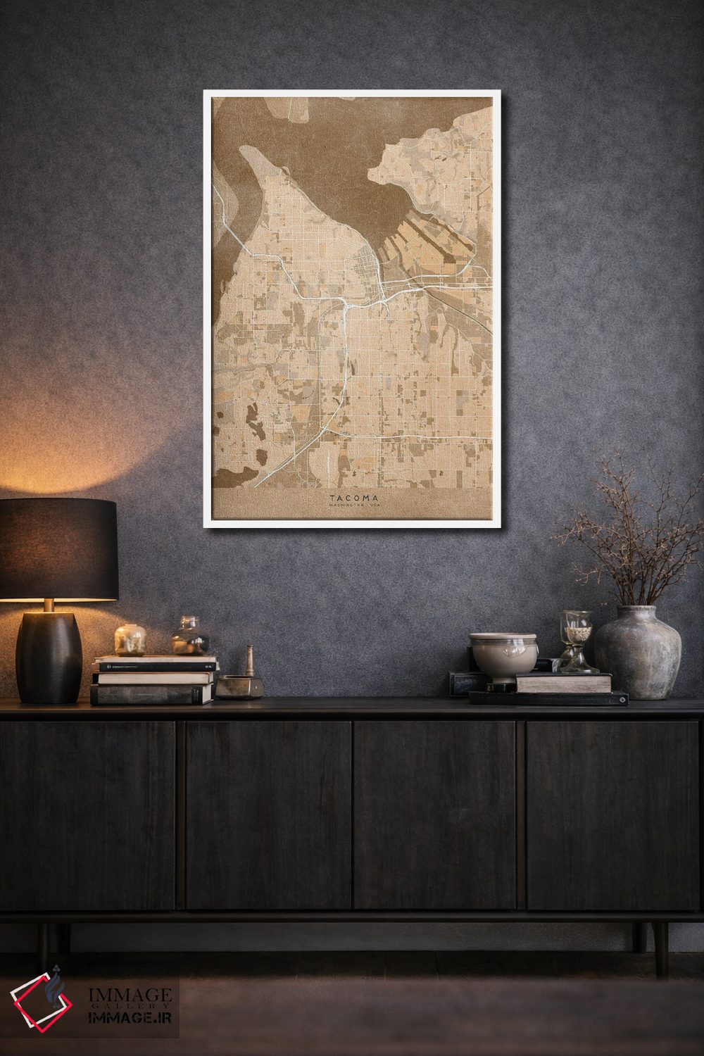 تابلو دکوراتیو USA) In Sepia Vintage Style,نقشه تاکوما به سبک سپیا وینت… اثر بلرز بای ای آی - D1W