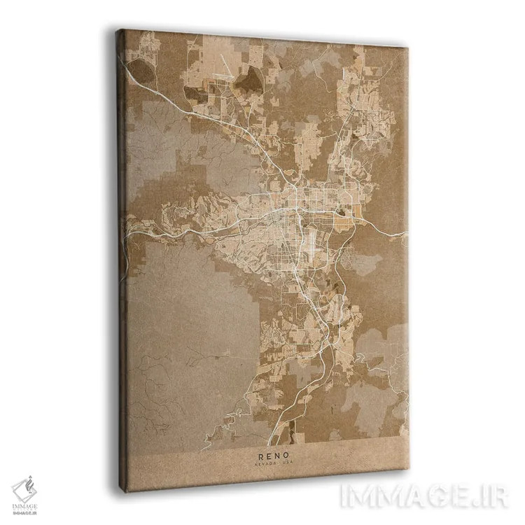 تابلو دکوراتیو USA) In Sepia Vintage Style,نقشه رینو به سبک سپیا وینتیج اثر بلرز بای ای آی - نمای پرسپکتیو محصول