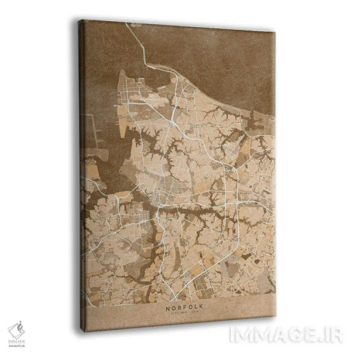 تابلو دکوراتیو USA) In Sepia Vintage Style,نقشه نورفولک به سبک سپیا وین… اثر بلرز بای ای آی - نمای پرسپکتیو محصول