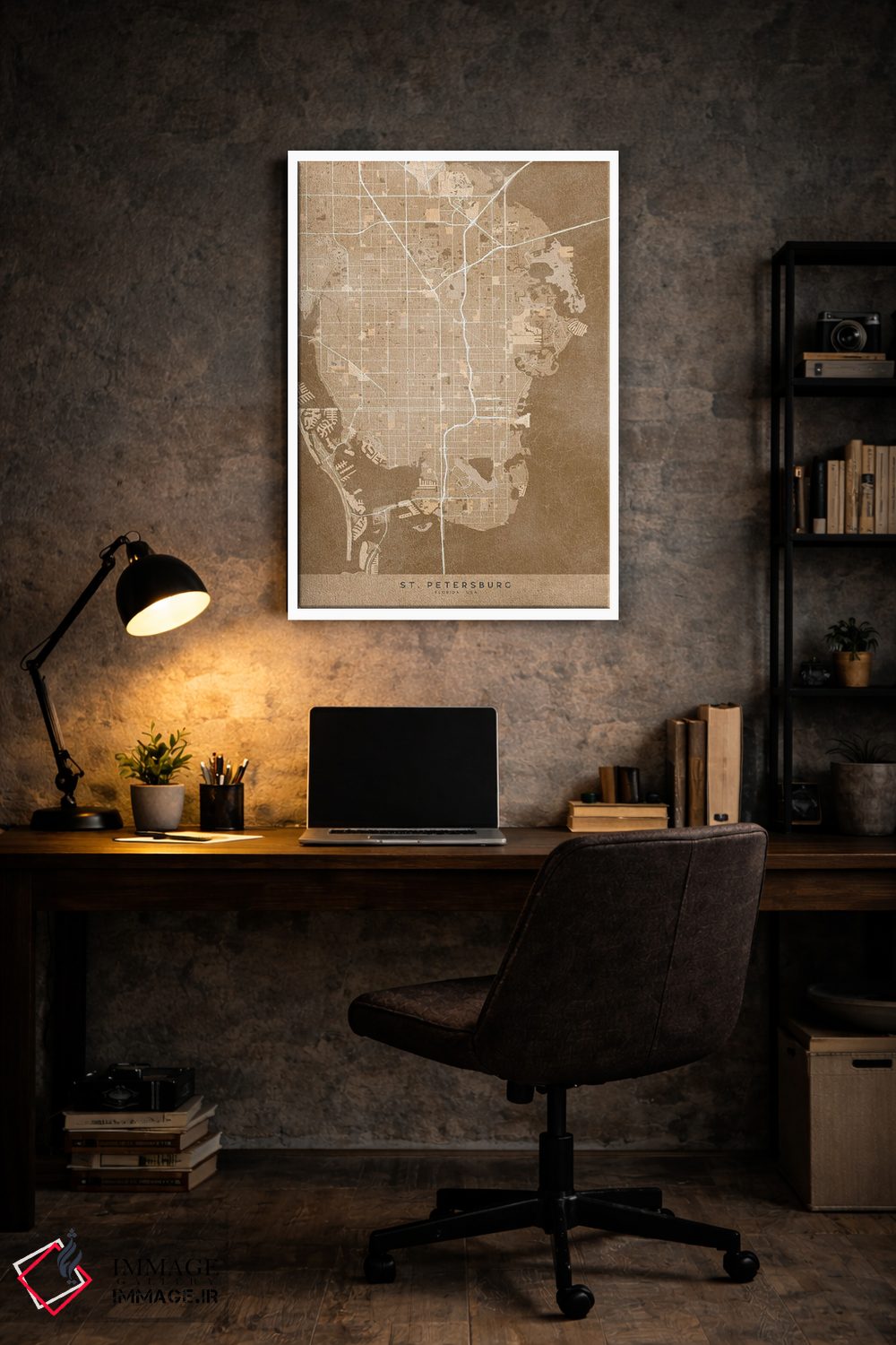 تابلو دکوراتیو USA) In Sepia Vintage Style,نقشه سنت پترزبورگ به سبک سپی… اثر بلرز بای ای آی - D6W