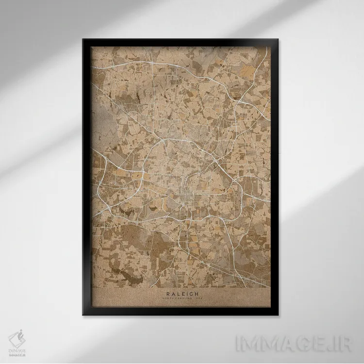 تابلو دکوراتیو USA) In Sepia Vintage Style,نقشه رالی به سبک سپیا وینتیج اثر بلرز بای ای آی - نمای قابدار مشکی