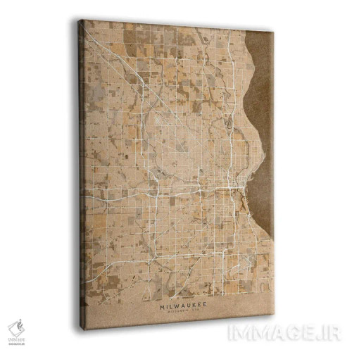 تابلو دکوراتیو USA) In Sepia Vintage Style,نقشه میلواکی به سبک سپیا وین… اثر بلرز بای ای آی - نمای پرسپکتیو محصول