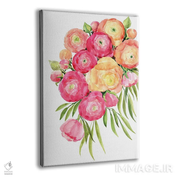 تابلو دکوراتیو دسته گل آبرنگی شقایق سان یای اثر بلرز بای ای آی - نمای پرسپکتیو محصول